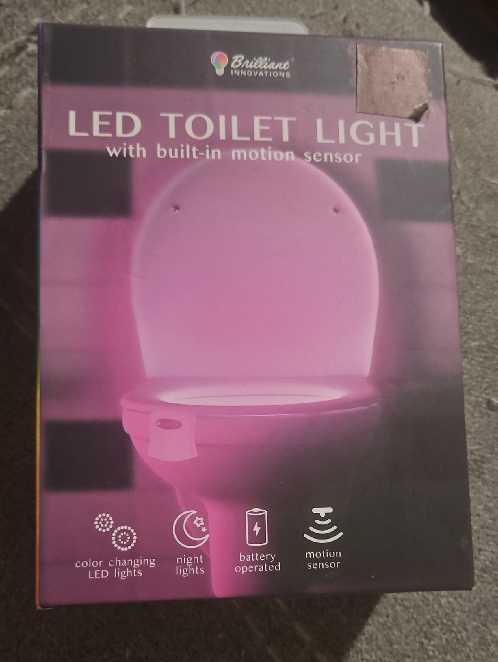 Pink LED Toilet Light with Motion Sensor With 8 Different Colors